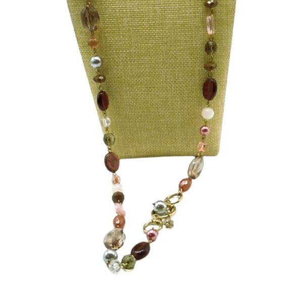 Lia Sophia BEAUJOLAIS Necklace Long Acrylic & Resin Beads Gold-tone Chain Retire - Picture 4 of 15